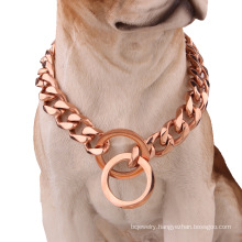 Custom Cheap 12mm Hot Sale Dog Collar Titanium Steel Stainless Steel Rose Gold Pet Big Dog Chain Pet Supplies